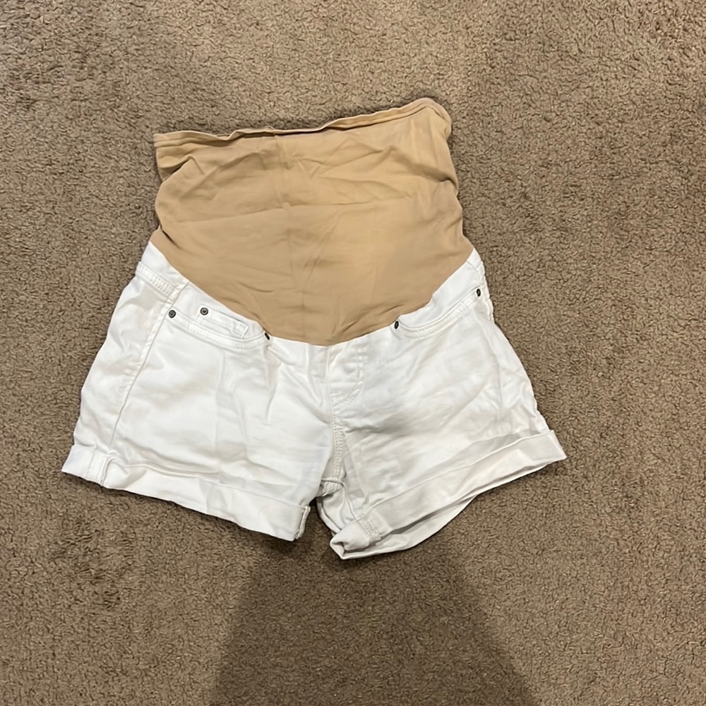 White maternity shorts
